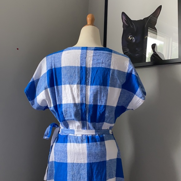 OLD NAVY Blue Plaid Ruffle Hem Wrap Dress - Picture 5 of 10